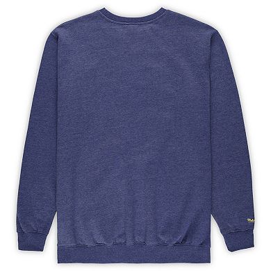 Men's Mitchell & Ness Heather Royal Golden State Warriors Hardwood Classics Big & Tall Crewneck Sweatshirt