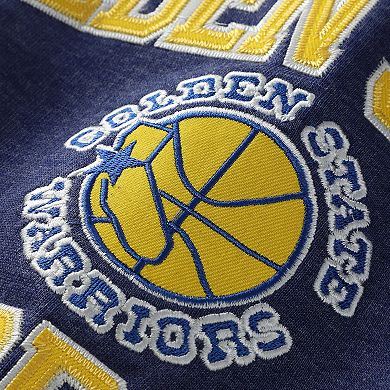 Men's Mitchell & Ness Heather Royal Golden State Warriors Hardwood Classics Big & Tall Crewneck Sweatshirt