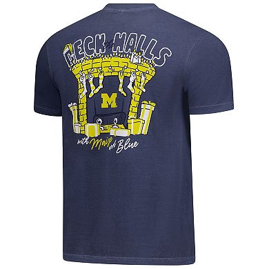 Men's Navy Michigan Wolverines Deck the Halls Comfort Colors T-Shirt