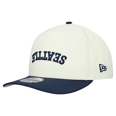 Men's New Era Cream Seattle Seahawks Upside Down 9FIFTY A-Frame Snapback Hat