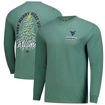 Men's Green West Virginia Mountaineers Comfort Colors Merry Christmas Tree Long Sleeve T-Shirt