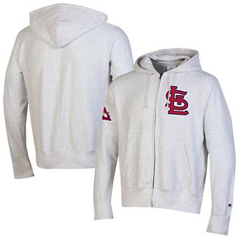 Men's Champion Gray St. Louis Cardinals Reverse Weave Chenille Full-Zip Hoodie
