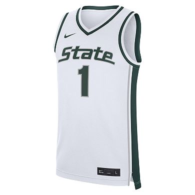 Men's Nike White Michigan State Spartans #1 Alternate Replica Basketball Jersey