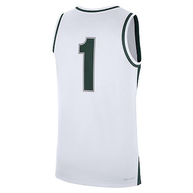Men's Nike White Michigan State Spartans #1 Alternate Replica Basketball Jersey