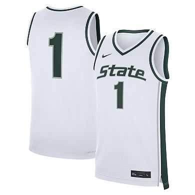 Men's Nike White Michigan State Spartans #1 Alternate Replica Basketball Jersey