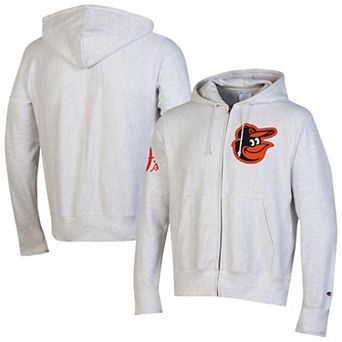 Men's Champion Gray Baltimore Orioles Reverse Weave Chenille Full-Zip Hoodie
