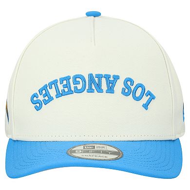 Men's New Era Cream Los Angeles Chargers Upside Down 9FIFTY A-Frame Snapback Hat