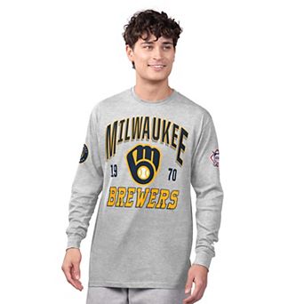 Men's Starter Heather Gray/Navy Milwaukee Brewers Two-Pack Long Sleeve & Short Sleeve T-Shirt Set