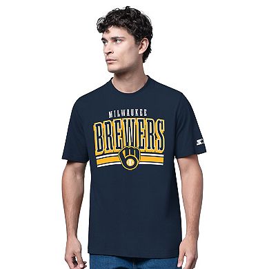 Men's Starter Heather Gray/Navy Milwaukee Brewers Two-Pack Long Sleeve & Short Sleeve T-Shirt Set