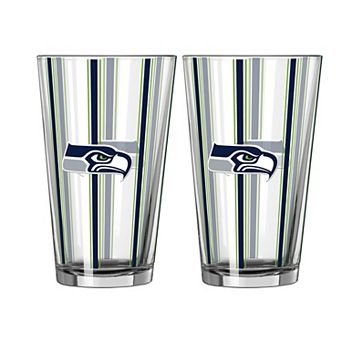 Logo Brands Seattle Seahawks Two-Piece 16oz. Striped Pint Glass Set