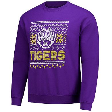 Men's Purple LSU Tigers Holiday Fleece Sweatshirt