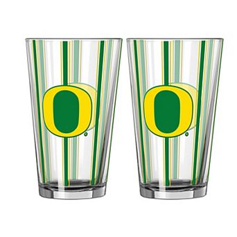 Logo Brands Oregon Ducks Two-Piece 16oz. Striped Pint Glass Set