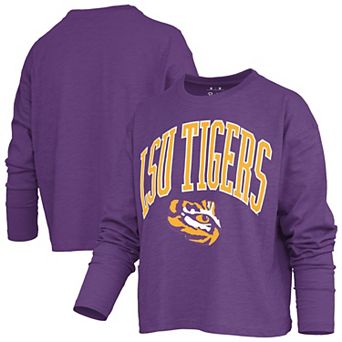 Women's Pressbox Purple LSU Tigers Motley Boxy Waist-Length Long Sleeve T-Shirt