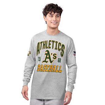 Men's Starter Heather Gray/Green Athletics Two-Pack Long Sleeve & Short Sleeve T-Shirt Set
