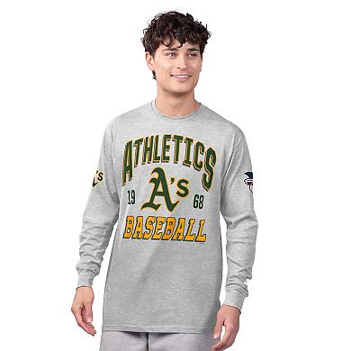 Men's Starter Heather Gray/Green Athletics Two-Pack Long Sleeve & Short Sleeve T-Shirt Set