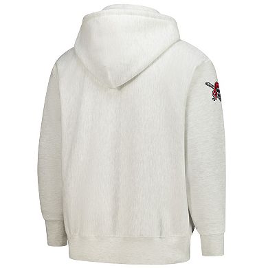 Men's Champion Heather Gray Pittsburgh Pirates Reverse Weave Chenille Full-Zip Hoodie