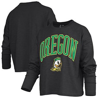 Women's Pressbox Black Oregon Ducks Motley Boxy Waist-Length Long Sleeve T-Shirt