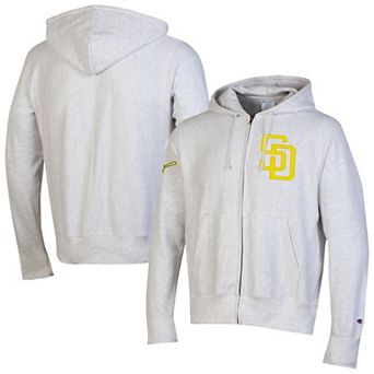 Men's Champion Gray San Diego Padres Reverse Weave Chenille Full-Zip Hoodie