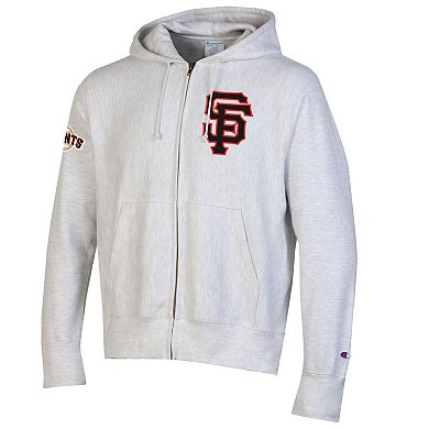 Men's Champion Gray San Francisco Giants Reverse Weave Chenille Full-Zip Hoodie