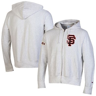 Men's Champion Gray San Francisco Giants Reverse Weave Chenille Full-Zip Hoodie