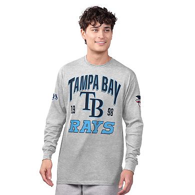 Men's Starter Heather Gray/Navy Tampa Bay Rays Two-Pack Long Sleeve & Short Sleeve T-Shirt Set