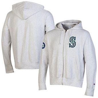 Men's Champion Gray Seattle Mariners Reverse Weave Chenille Full-Zip Hoodie