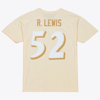 Men's Mitchell & Ness Ray Lewis Cream Baltimore Ravens Sandman Name & Number T-Shirt