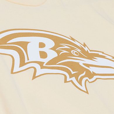 Men's Mitchell & Ness Ray Lewis Cream Baltimore Ravens Sandman Name & Number T-Shirt