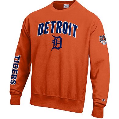 Men's Champion Orange Detroit Tigers Reverse Weave Chenille Sweatshirt