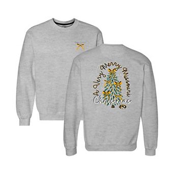 Women's Heather Gray Missouri Tigers Classic Merry Christmas Tree Crewneck Sweatshirt