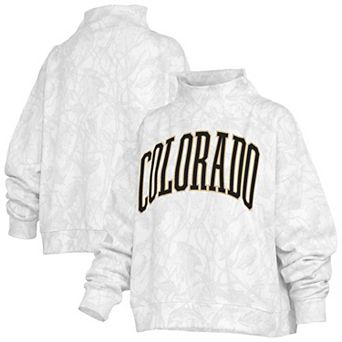 Women's Pressbox White Colorado Buffaloes Camo Mock Neck Sweatshirt