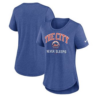 Women's Nike Heather Blue New York Mets The City Never Sleeps Tri-Blend T-Shirt