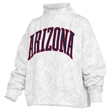 Women's Pressbox White Arizona Wildcats Camo Mock Neck Sweatshirt