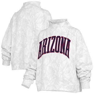 Women's Pressbox White Arizona Wildcats Camo Mock Neck Sweatshirt