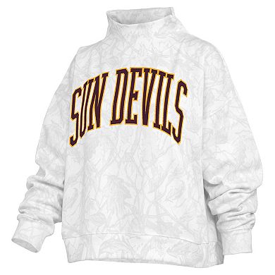 Women's Pressbox White Arizona State Sun Devils Camo Mock Neck Sweatshirt