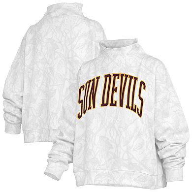 Women's Pressbox White Arizona State Sun Devils Camo Mock Neck Sweatshirt