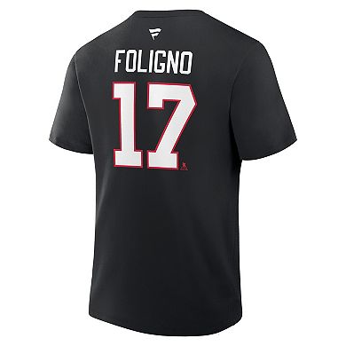 Men's Fanatics Nick Foligno Black Chicago Blackhawks Authentic Stack Name & Number T-Shirt