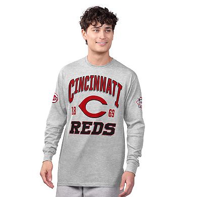 Men's Starter Heather Gray/Red Cincinnati Reds Two-Pack Long Sleeve & Short Sleeve T-Shirt Set
