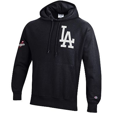 Men's Champion Black Los Angeles Dodgers Reverse Weave Chenille Hoodie