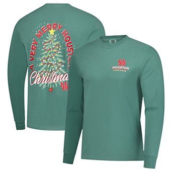 Men's Image One Light Green Houston Cougars Holiday Long Sleeve T-Shirt