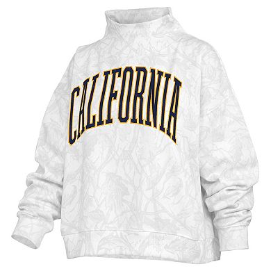 Women's Pressbox White Cal Bears Camo Mock Neck Sweatshirt