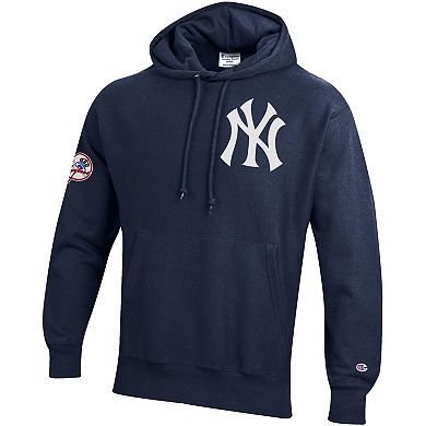 Men's Champion Navy New York Yankees Reverse Weave Chenille Hoodie