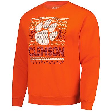 Men's Orange Clemson Tigers Holiday Fleece Sweatshirt
