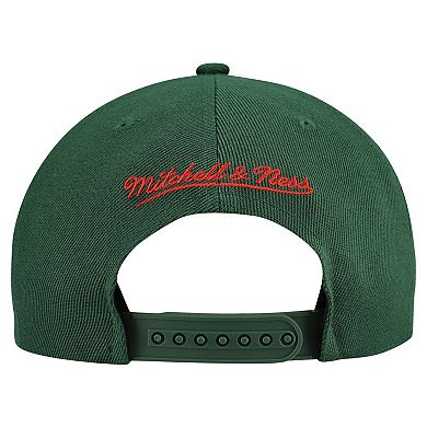 Men's Mitchell & Ness Green Minnesota Wild Retro Script Colorblock Snapback Hat