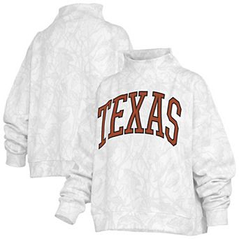 Women's Pressbox White Texas Longhorns Camo Mock Neck Sweatshirt