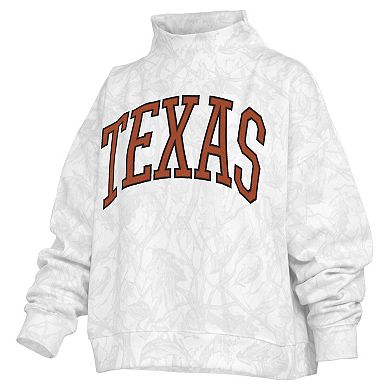 Women's Pressbox White Texas Longhorns Camo Mock Neck Sweatshirt