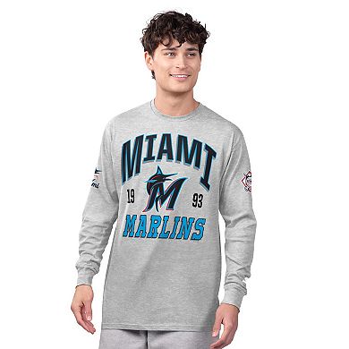 Men's Starter Heather Gray/Black Miami Marlins Two-Pack Long Sleeve & Short Sleeve T-Shirt Set