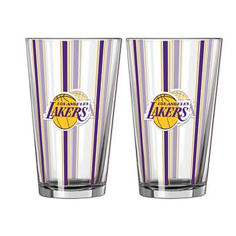 Logo Brands Los Angeles Lakers Two-Piece 16oz. Striped Pint Glass Set