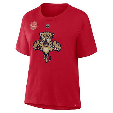 Women's Fanatics Brad Marchand Red Florida Panthers 2026 NHL Winter Classic Authentic Stack Name & Number T-Shirt