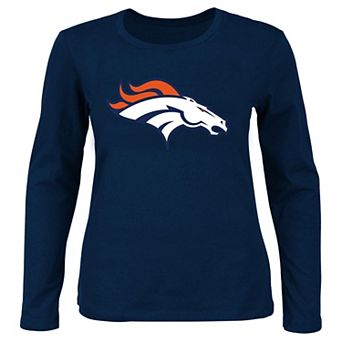 Women's Fanatics Navy Denver Broncos Plus Size Scoop Neck Long Sleeve T-Shirt